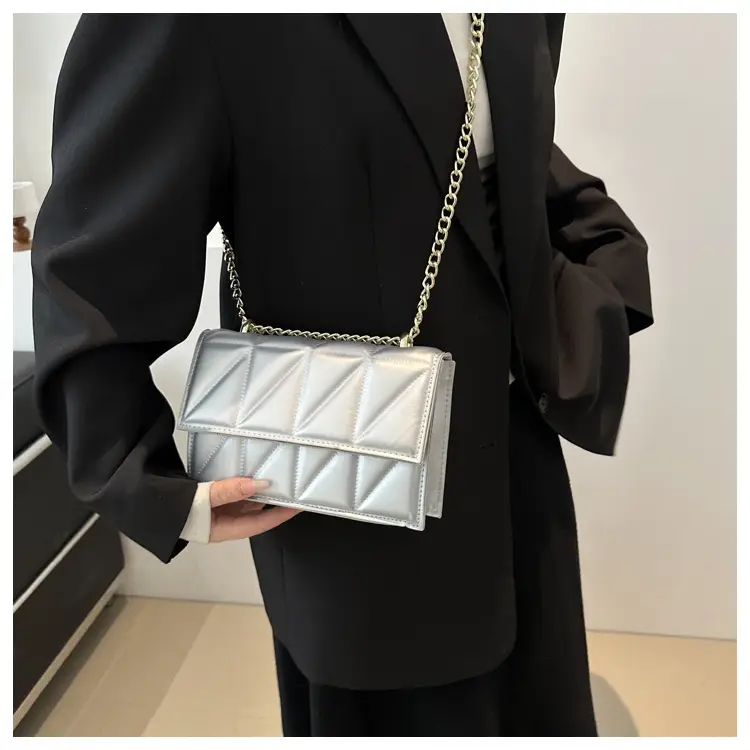 Orange Quilted Chain Shoulder Bag for Women — feature 20