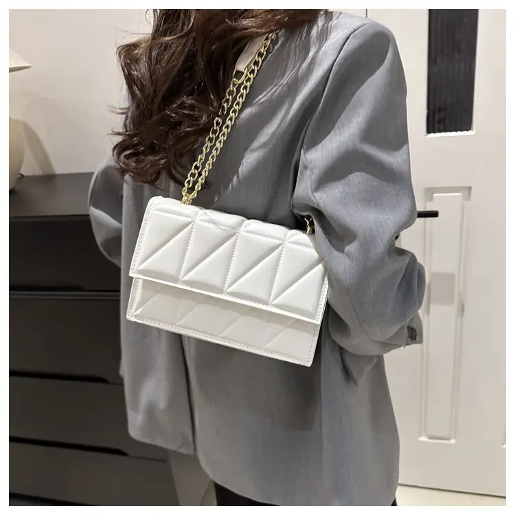 Orange Quilted Chain Shoulder Bag for Women — feature 21