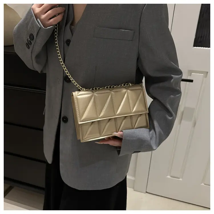 Orange Quilted Chain Shoulder Bag for Women — feature 24