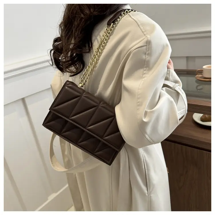Orange Quilted Chain Shoulder Bag for Women — feature 9