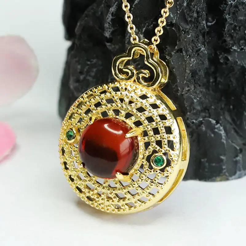Guan Yu Red Amber Pendant Necklace for Women - Image 5