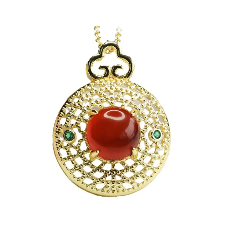 Guan Yu Red Amber Pendant Necklace for Women - Image 6