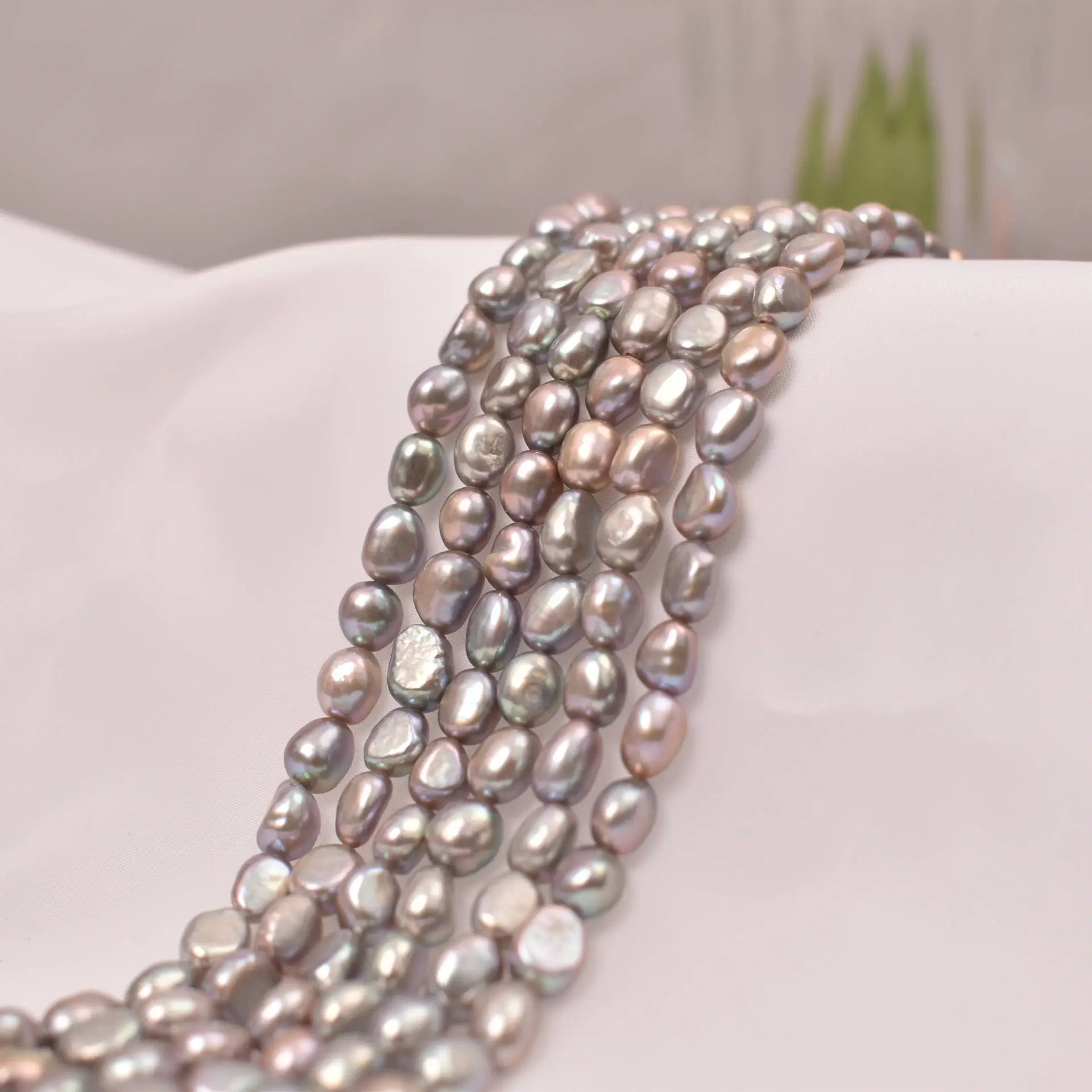 Baroque Pearl Bracelet Set Natural Gray Semi Finished - Image 3