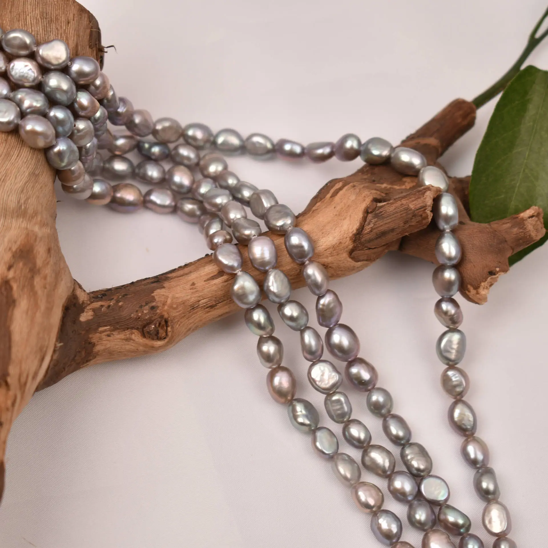 Baroque Pearl Bracelet Set Natural Gray Semi Finished - Image 4