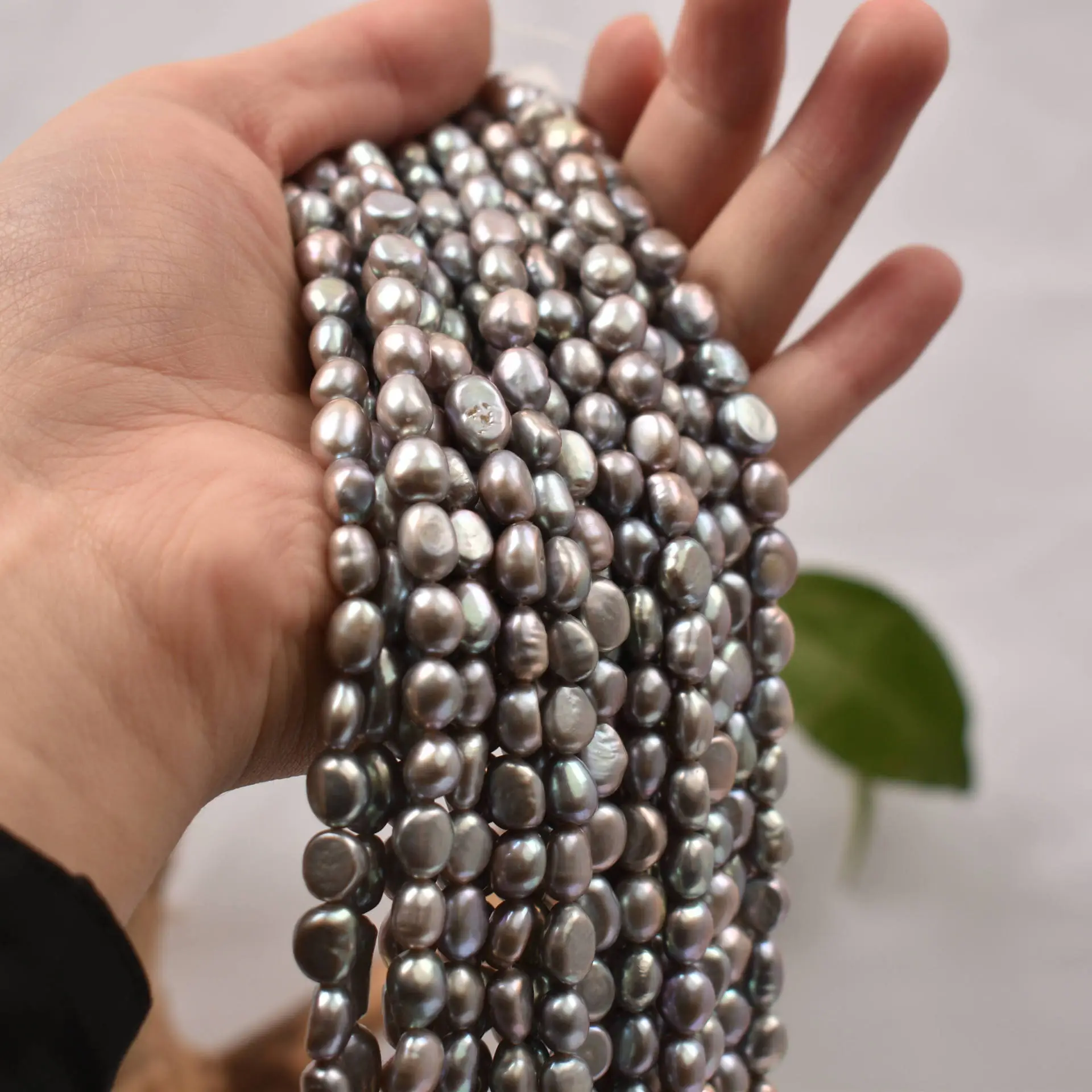 Baroque Pearl Bracelet Set Natural Gray Semi Finished - Image 5