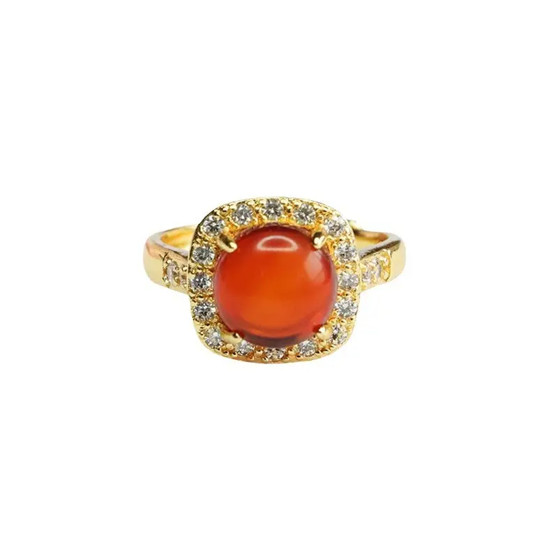 Guan Yu Natural Amber Ring Ethnic Style Jewelry - Image 6