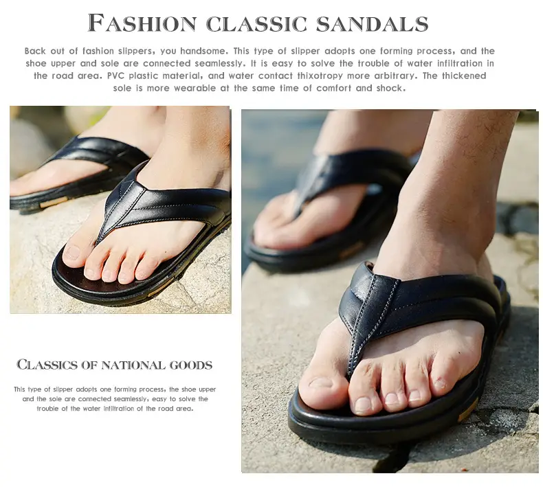 Men's Black Slip-On Thermal Flip Flops Summer — feature 12