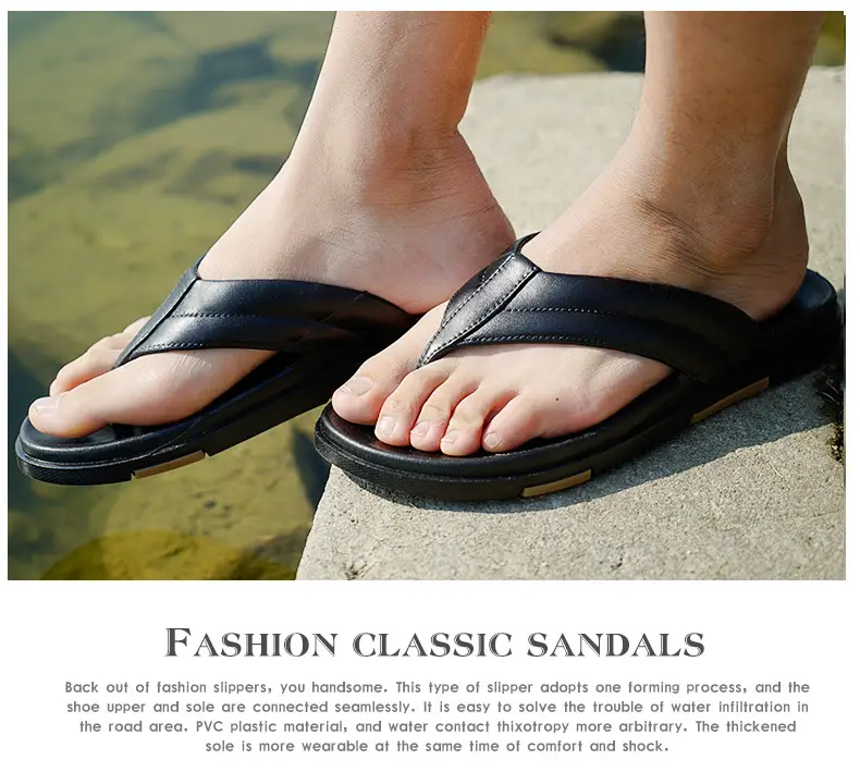 Men's Black Slip-On Thermal Flip Flops Summer — feature 13