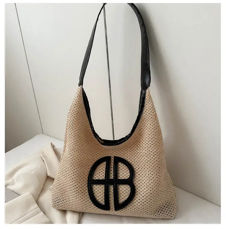 Straw One Shoulder Tote Bag with Logo for Women — feature 17