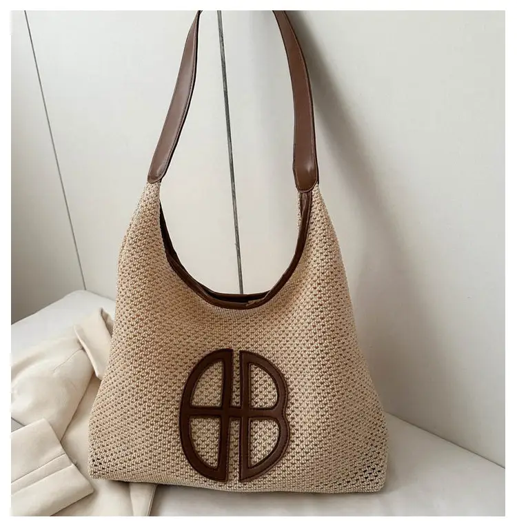 Straw One Shoulder Tote Bag with Logo for Women — feature 18