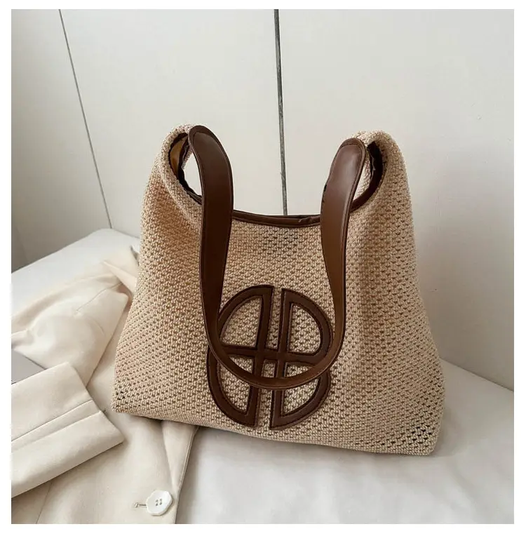 Straw One Shoulder Tote Bag with Logo for Women — feature 19