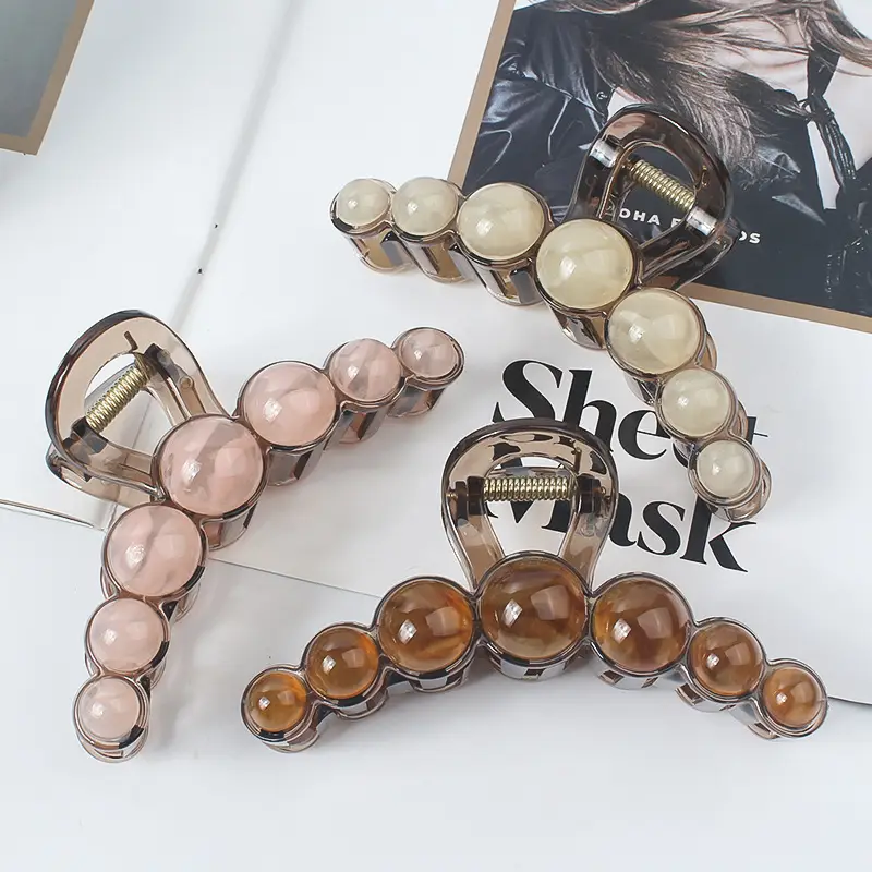 New Style Amber Pearl Hair Clip with Large Back Head - Image 24
