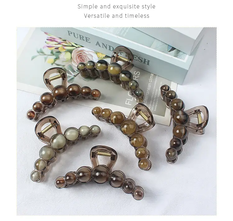 New Style Amber Pearl Hair Clip with Large Back Head — feature 5