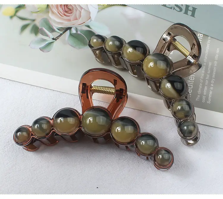 New Style Amber Pearl Hair Clip with Large Back Head — feature 6