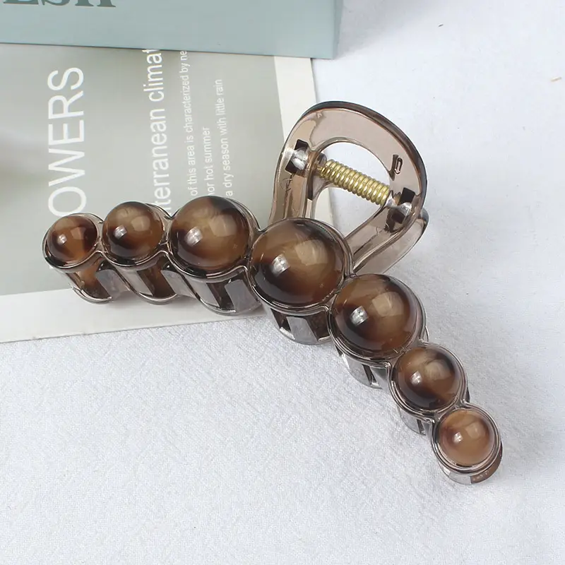 New Style Amber Pearl Hair Clip with Large Back Head - Image 10