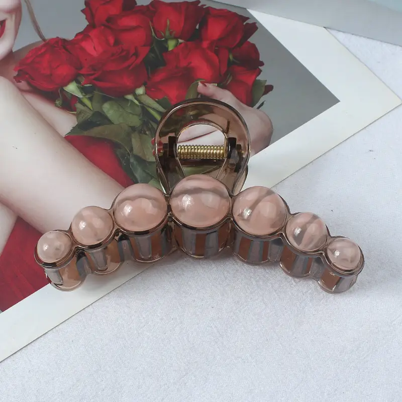 New Style Amber Pearl Hair Clip with Large Back Head - Image 15