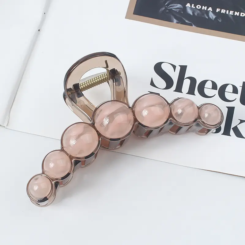 New Style Amber Pearl Hair Clip with Large Back Head - Image 20