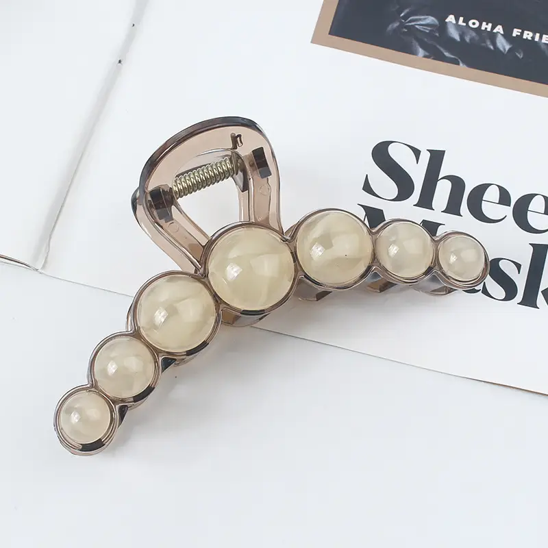 New Style Amber Pearl Hair Clip with Large Back Head - Image 21