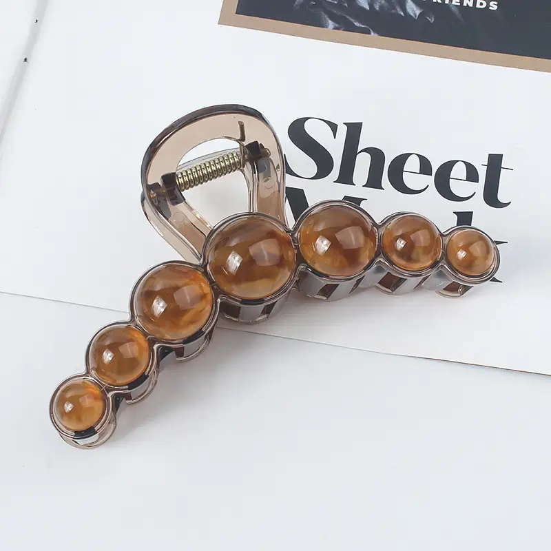 New Style Amber Pearl Hair Clip with Large Back Head - Image 22