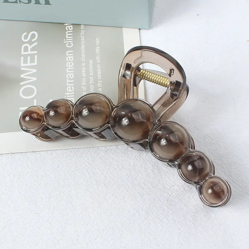 New Style Amber Pearl Hair Clip with Large Back Head - Image 6