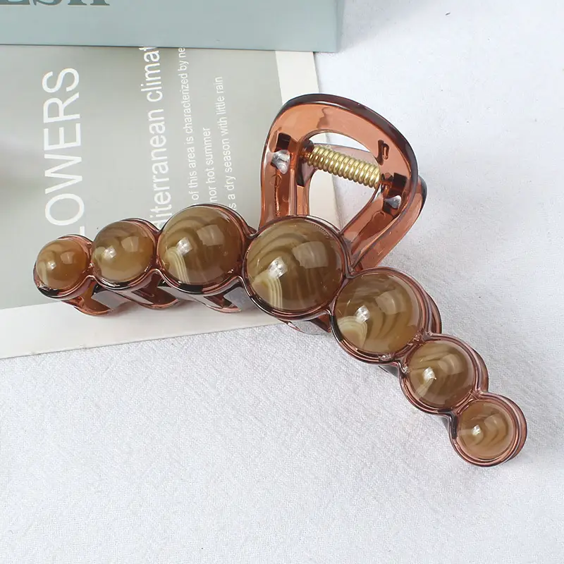 New Style Amber Pearl Hair Clip with Large Back Head - Image 8