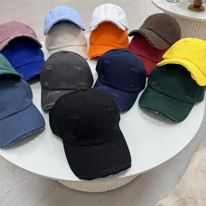 Men Distressed Cotton Cap Retro Style Brown Clothing Accessories - Image 15