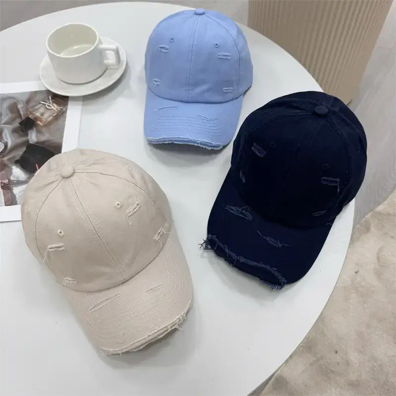 Men Distressed Cotton Cap Retro Style Brown Clothing Accessories - Image 16