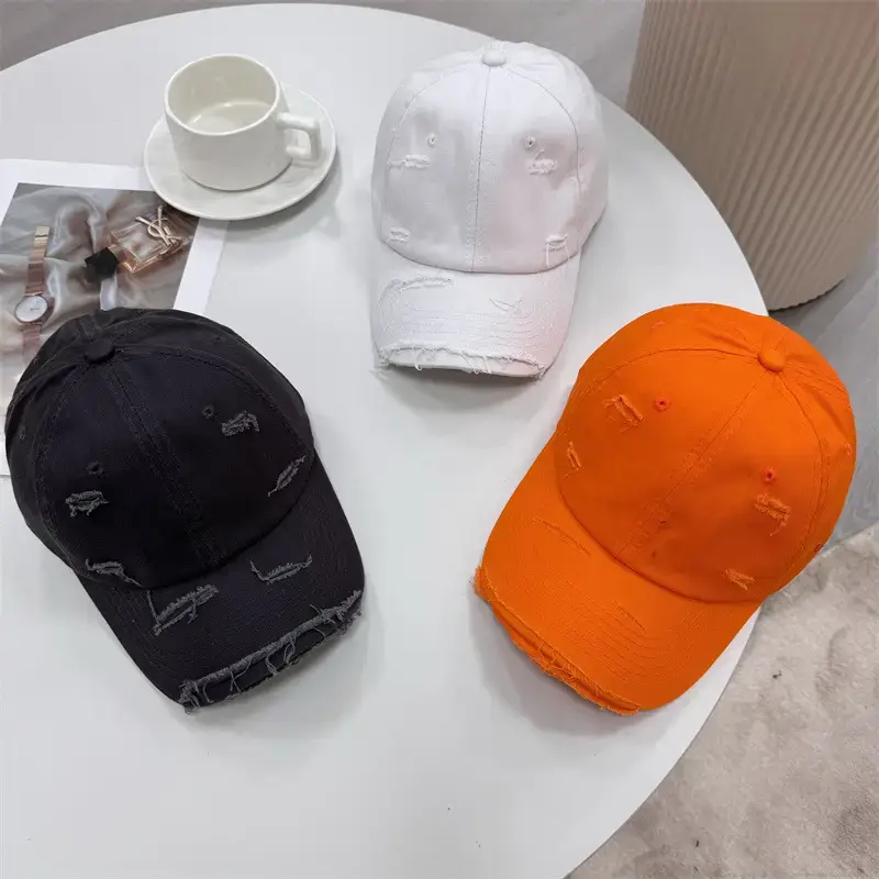 Men Distressed Cotton Cap Retro Style Brown Clothing Accessories - Image 17
