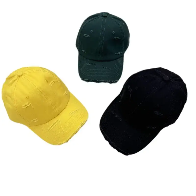 Men Distressed Cotton Cap Retro Style Brown Clothing Accessories - Image 19