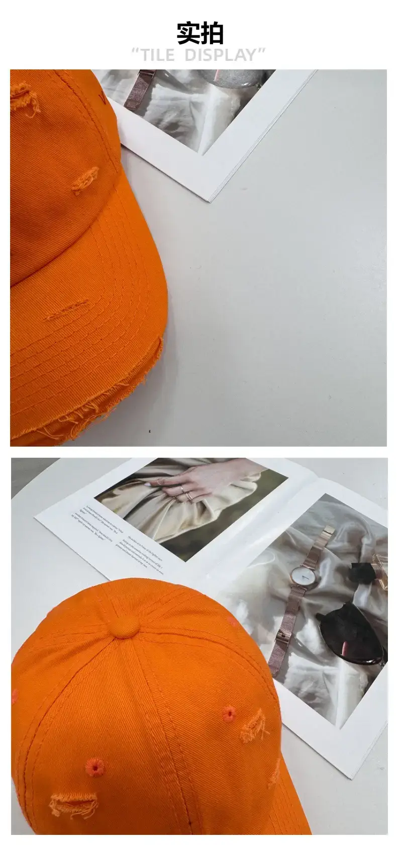 Men Distressed Cotton Cap Retro Style Brown Clothing Accessories — feature 5