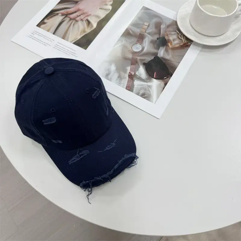Men Distressed Cotton Cap Retro Style Brown Clothing Accessories - Image 11