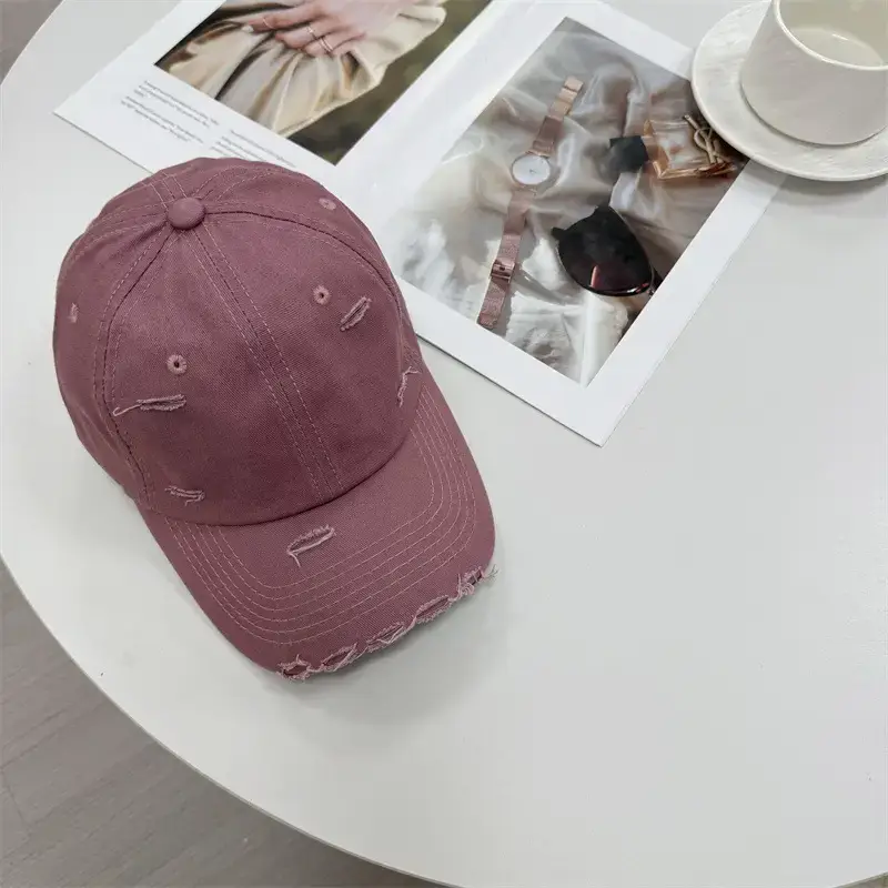 Men Distressed Cotton Cap Retro Style Brown Clothing Accessories - Image 12