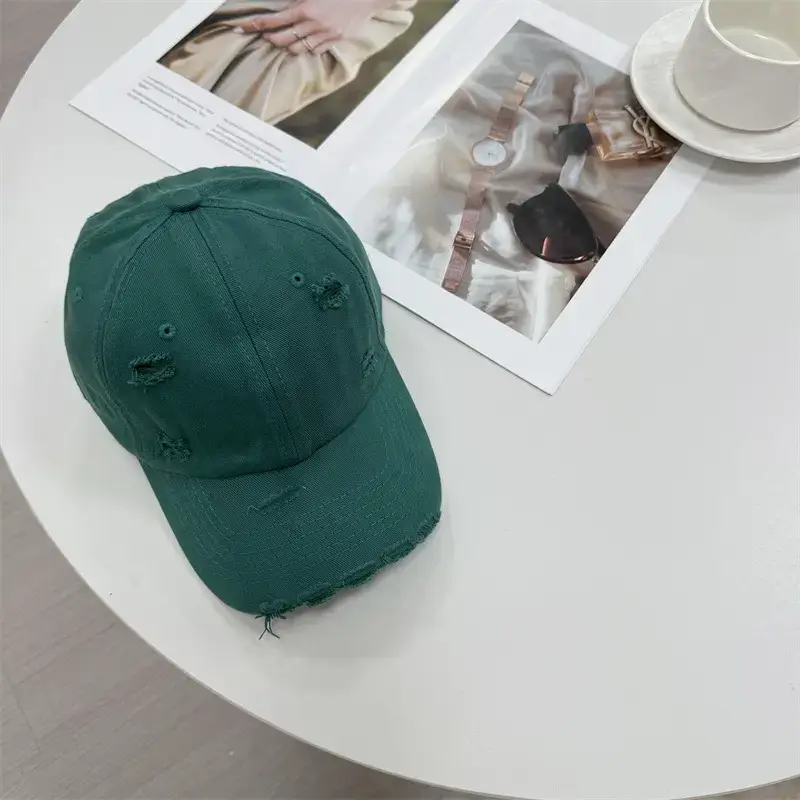 Men Distressed Cotton Cap Retro Style Brown Clothing Accessories - Image 13