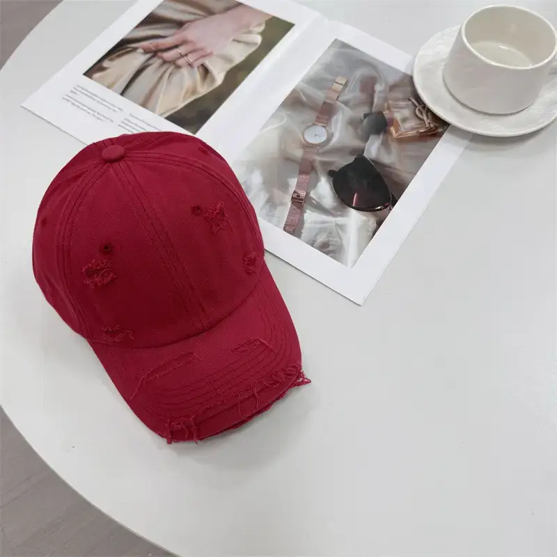 Men Distressed Cotton Cap Retro Style Brown Clothing Accessories - Image 4