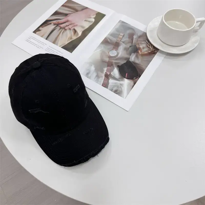 Men Distressed Cotton Cap Retro Style Brown Clothing Accessories - Image 5