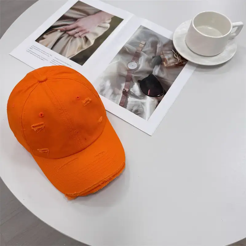 Men Distressed Cotton Cap Retro Style Brown Clothing Accessories - Image 7