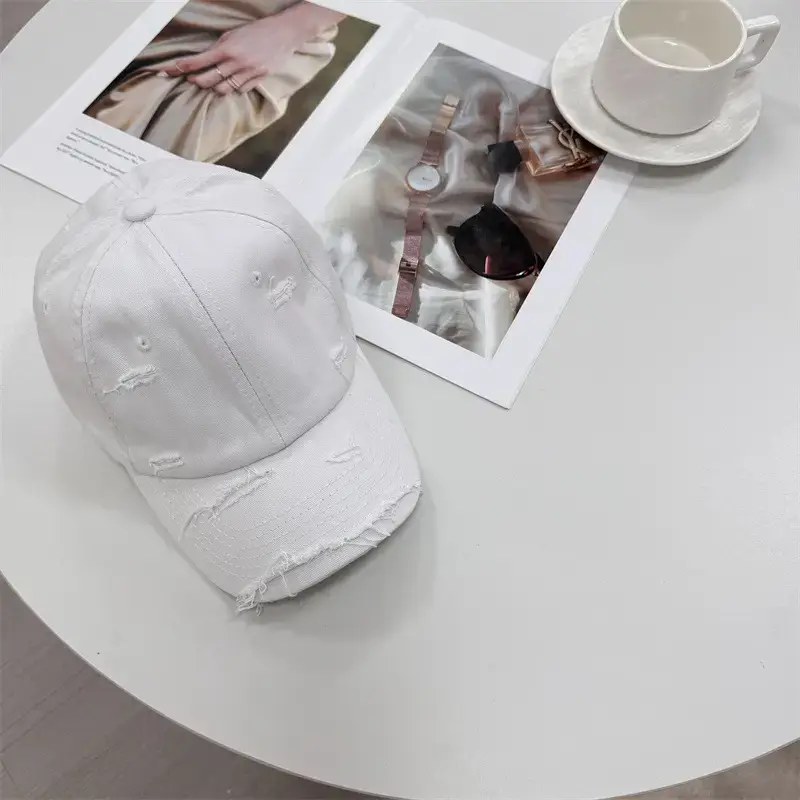 Men Distressed Cotton Cap Retro Style Brown Clothing Accessories - Image 9