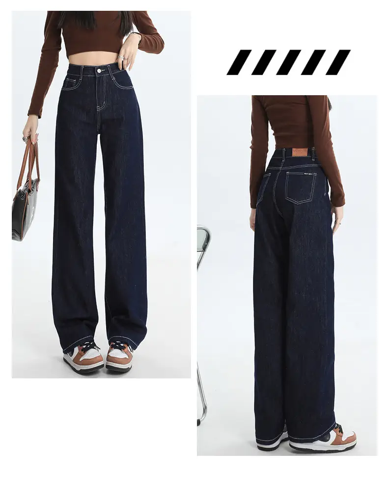 Dark Blue Straight Jeans for Women Wholesale — feature 3
