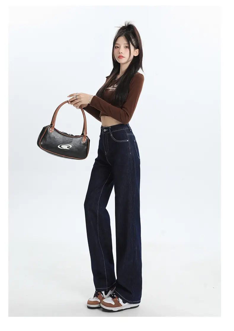 Dark Blue Straight Jeans for Women Wholesale — feature 4