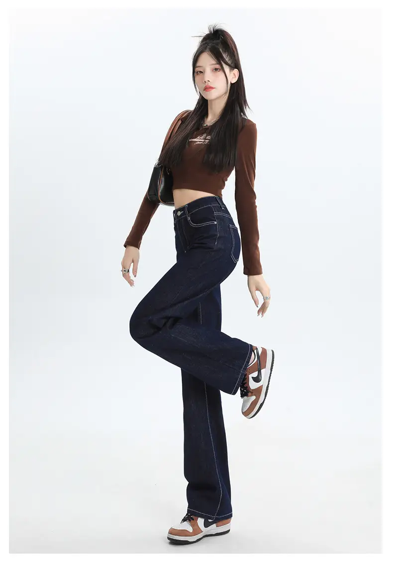 Dark Blue Straight Jeans for Women Wholesale — feature 5