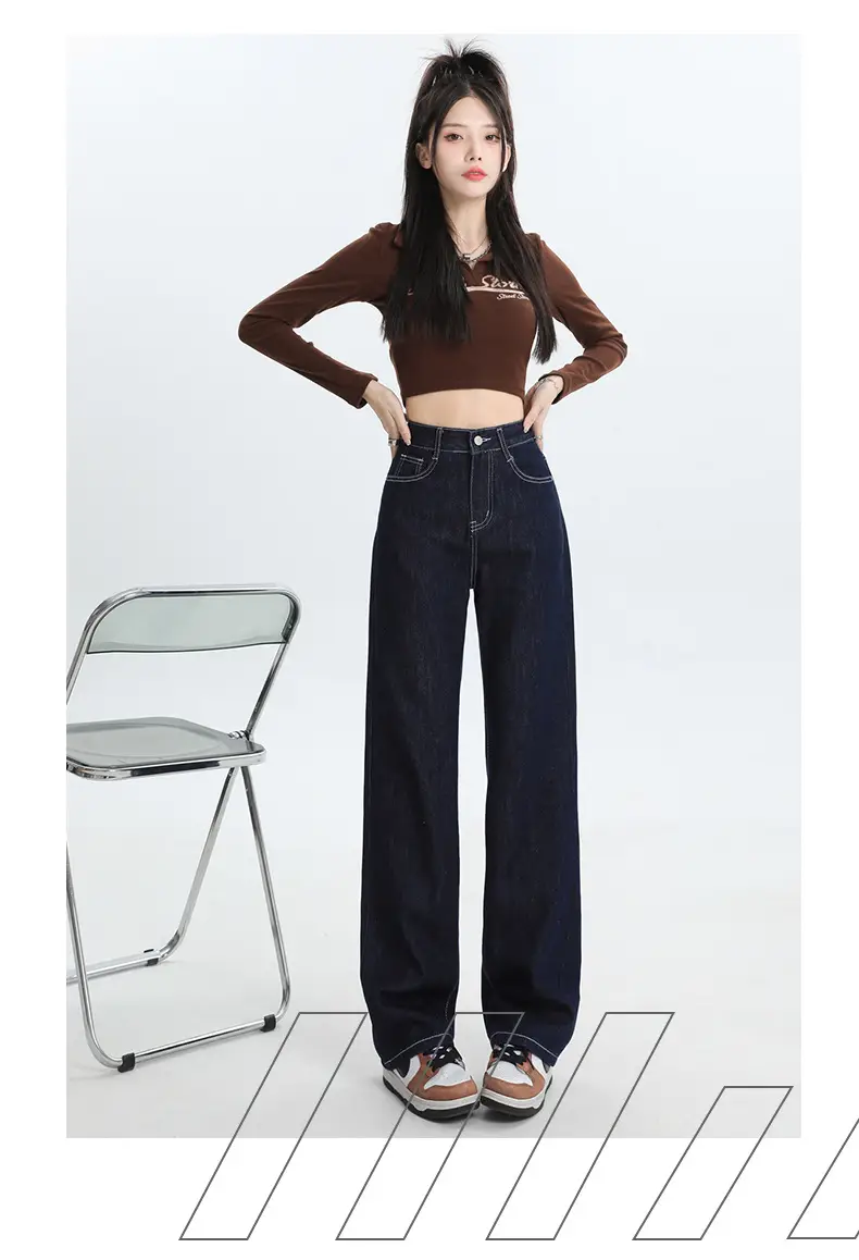 Dark Blue Straight Jeans for Women Wholesale — feature 6