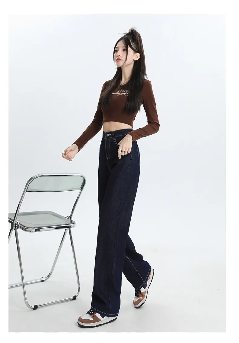 Dark Blue Straight Jeans for Women Wholesale — feature 7