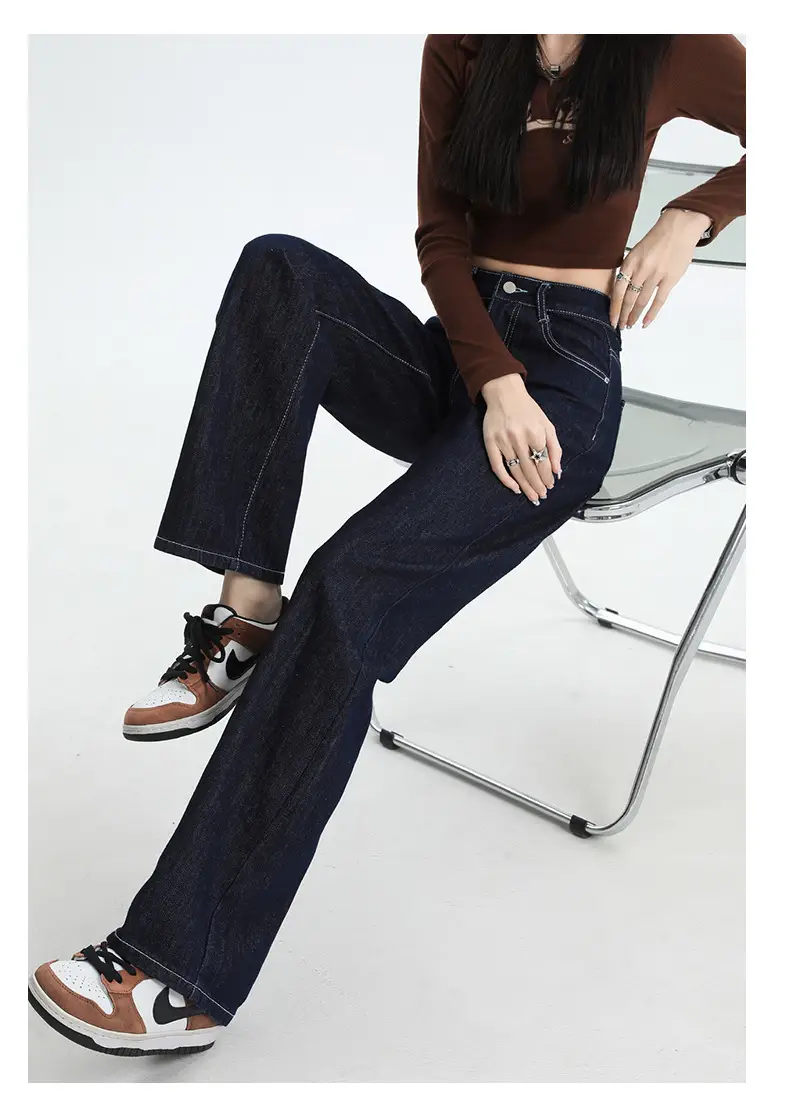 Dark Blue Straight Jeans for Women Wholesale — feature 8