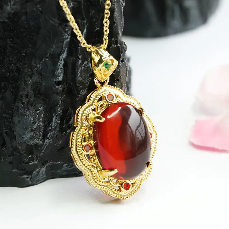 Guan Yu Natural Amber Pendant Necklace for Women - Image 5