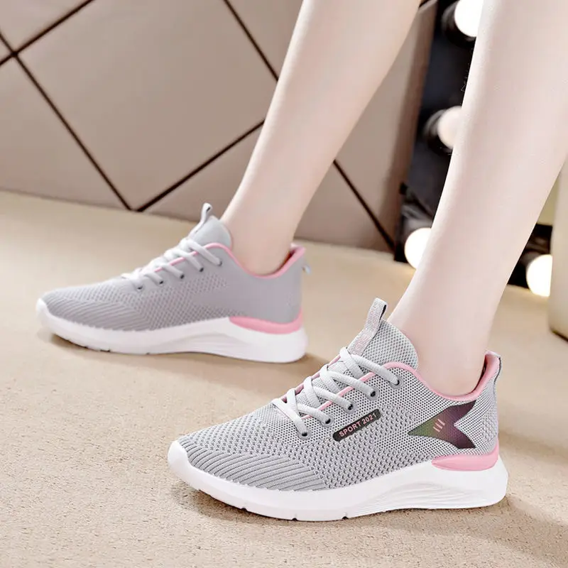 Women's 2025 Pink & Grey Running Shoes Lightweight Soft Sole - Image 3