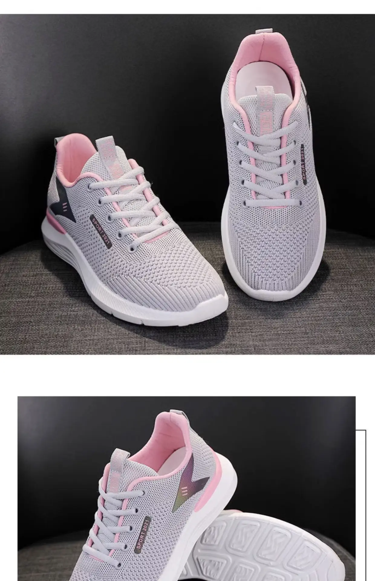 Women's 2025 Pink & Grey Running Shoes Lightweight Soft Sole — feature 25