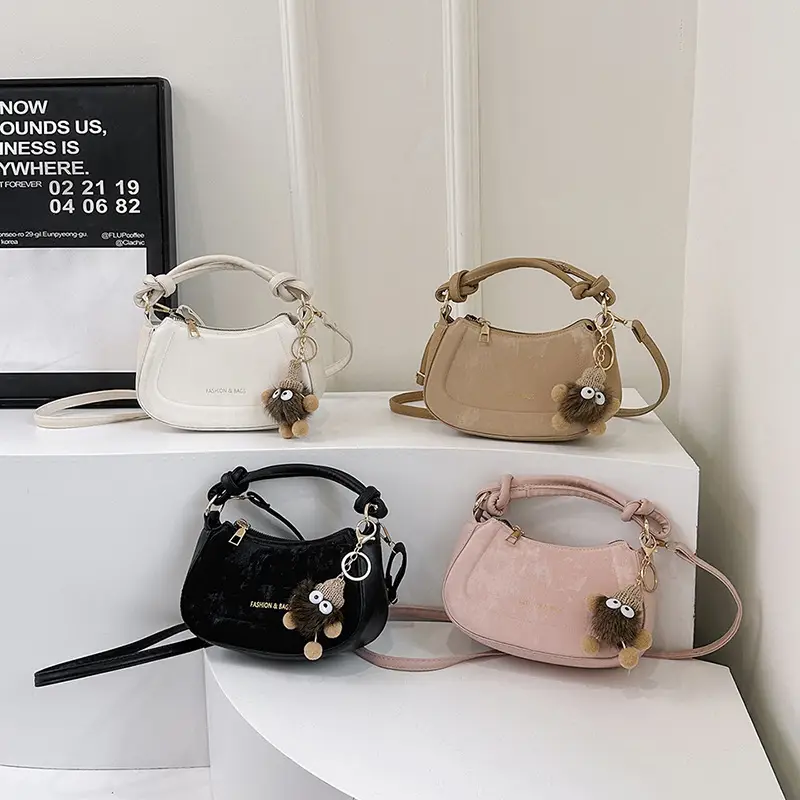 Black Women's Saddle Shoulder Bag with Cute Charm - Image 12