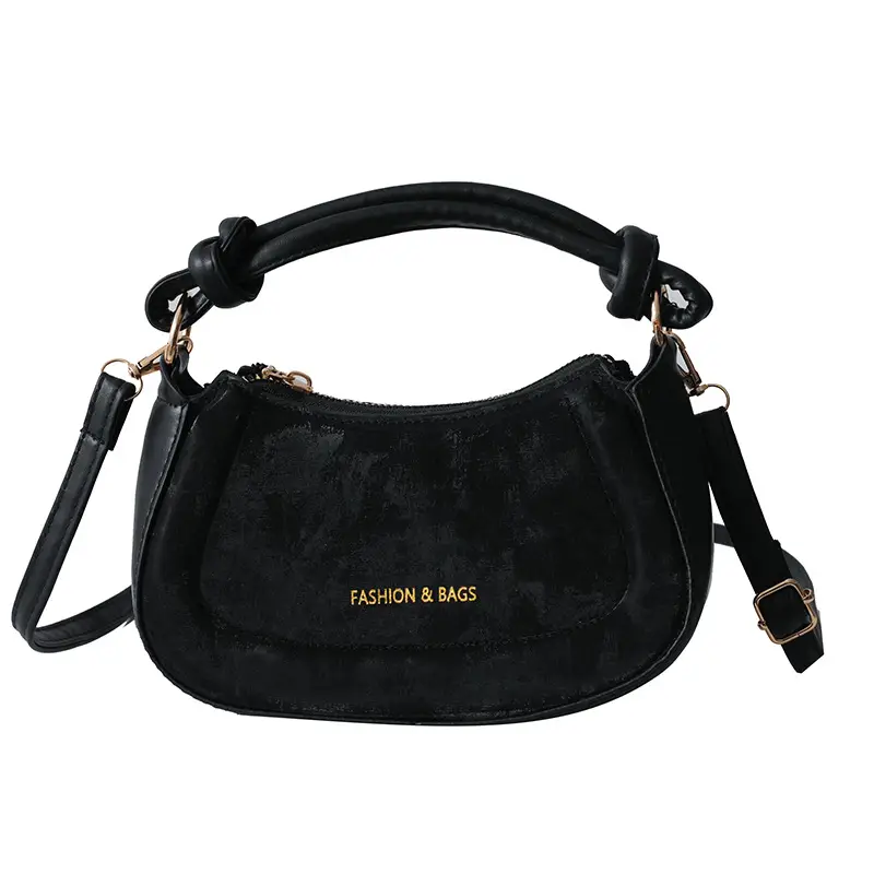 Black Women's Saddle Shoulder Bag with Cute Charm - Image 13