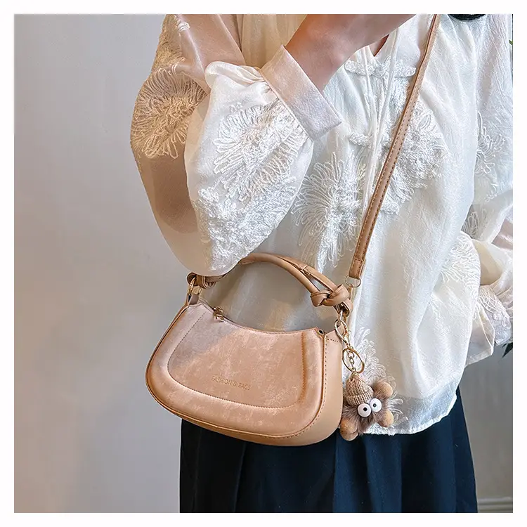 Black Women's Saddle Shoulder Bag with Cute Charm — feature 12