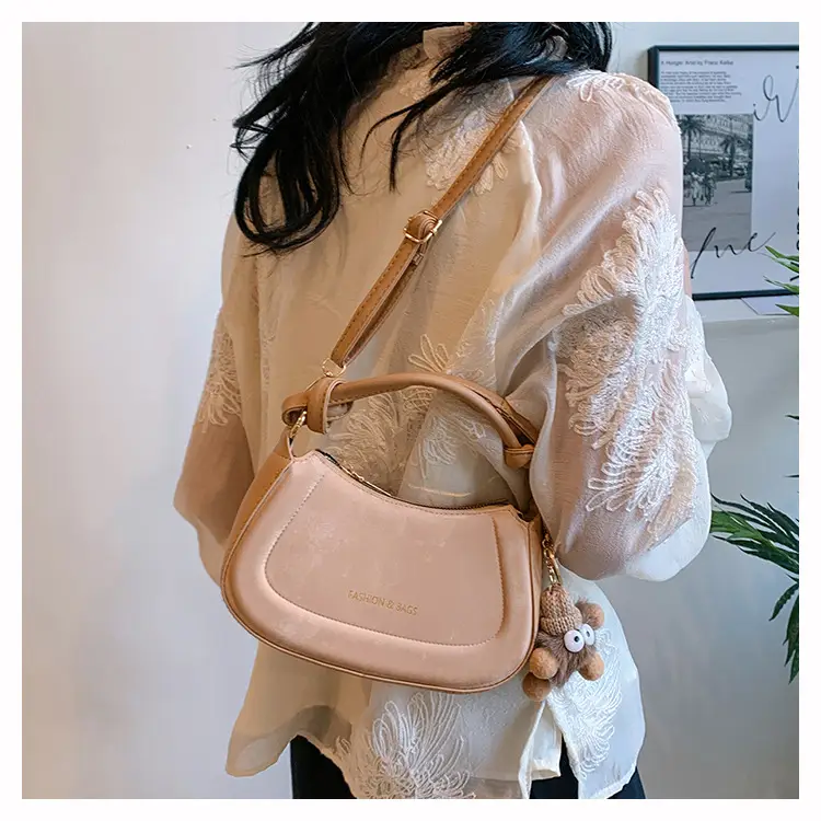 Black Women's Saddle Shoulder Bag with Cute Charm — feature 13